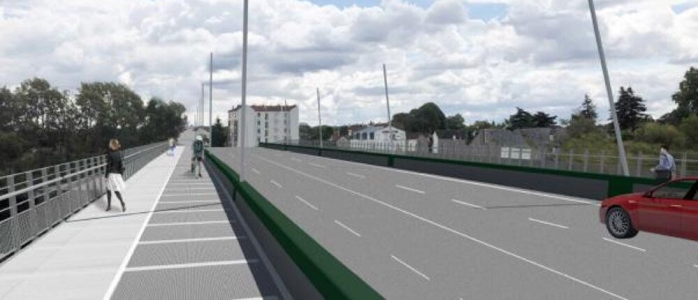 Photomontage du Pont de la Première Armée élargi : nouveaux cheminements piétons et cyclables